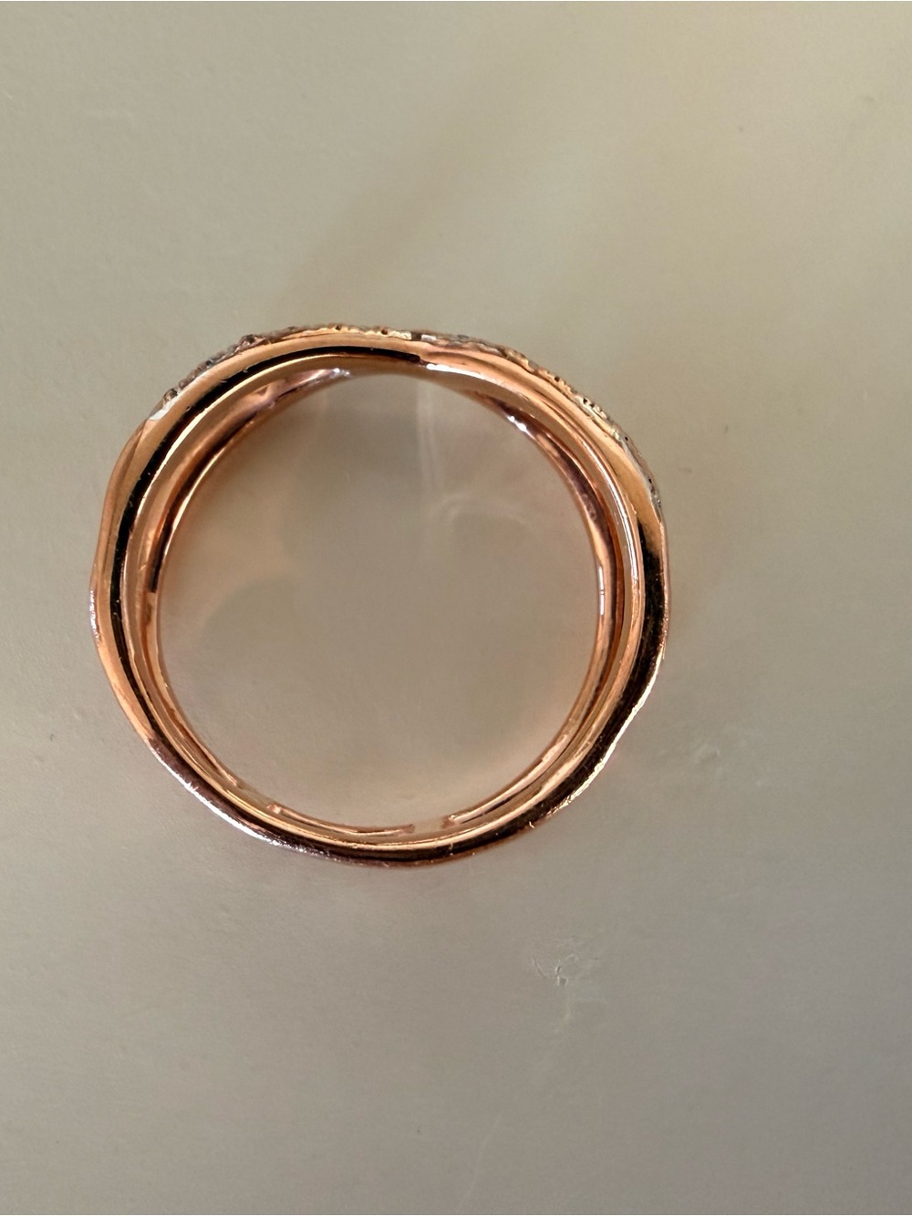 Monica Vinader Riva Wave Cross Ring - 18K Rose Gold Vermeil & Diamond Sz 9 - Picture 3 of 7